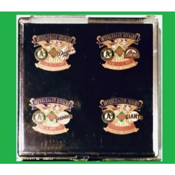1997 OAKLAND Athletics Interleague Rivalry Series 4 Pin Set - Picture 1 of 5